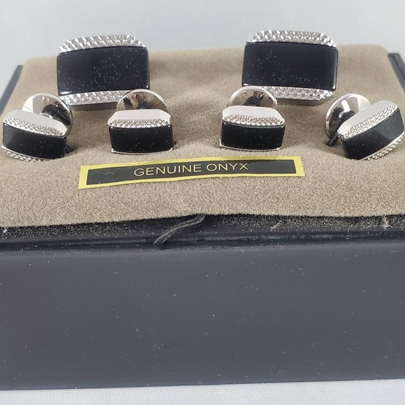 Jos. A. Bank Black Onyx and Silver tone Cuff links - Picture 1 of 1